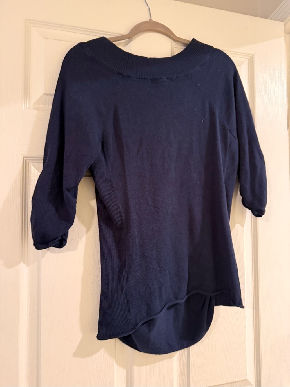 Women's Navy Boatneck Long Sleeve Knit Top